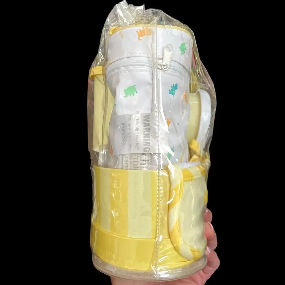 Vintage Carter's Child of Mine Baby Gift Set 5 Piece Feeding Yellow Bag Giraffe